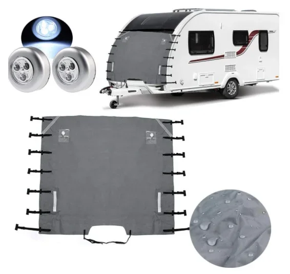 Waterproof Caravan Front Towing Cover Chip Protector With Led Guards Lights, Front Towing Cover Car-Covers