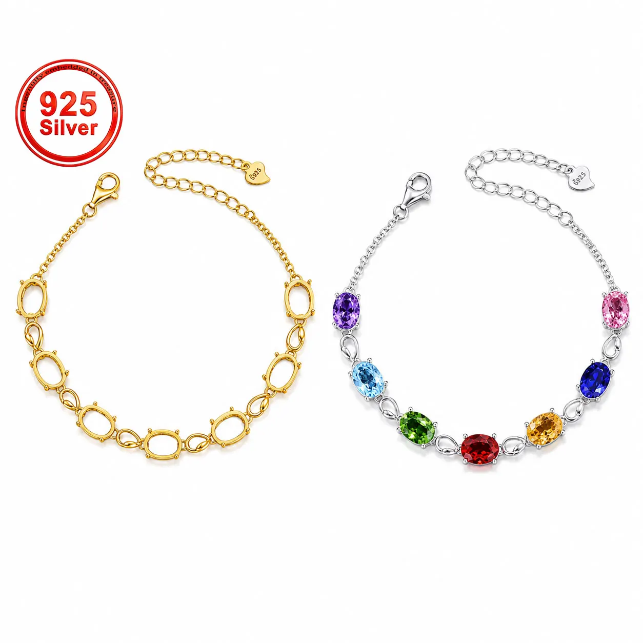 1pc-multiple-size-8-stones-oval-solid-925-sterling-silver-rose-golden-or-silvery-color-prong-bezel-bracelet-settings-diy-supplie