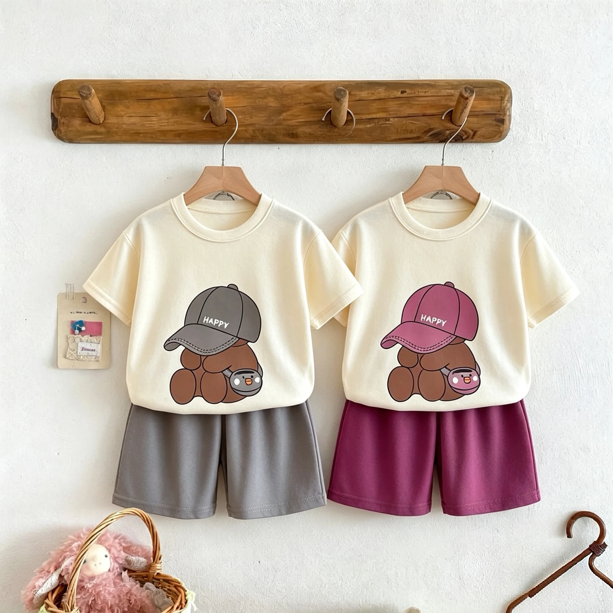9m-6y Children Clothing Summer Short Sleeve Suit Cartoon Fashion Casual Kids Tracksuits Baby Girl Boy T-shirt + Shorts 2pc/set