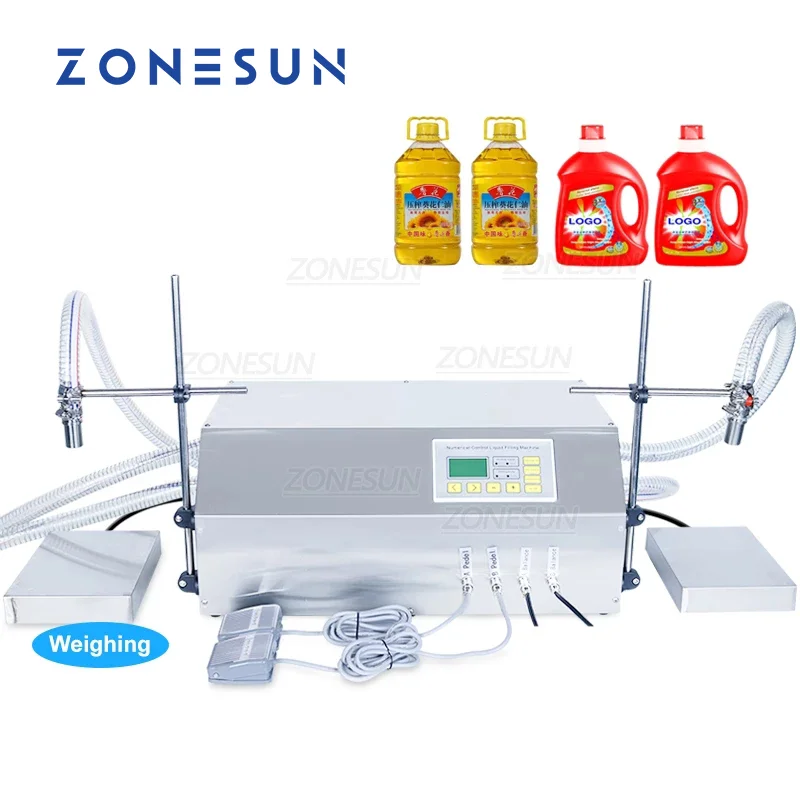 

ZONESUN 35L Semi Automatic Shampoo Shower Gel Liquid Water Bottle Jar Quantitative Weighing And Filling Machine