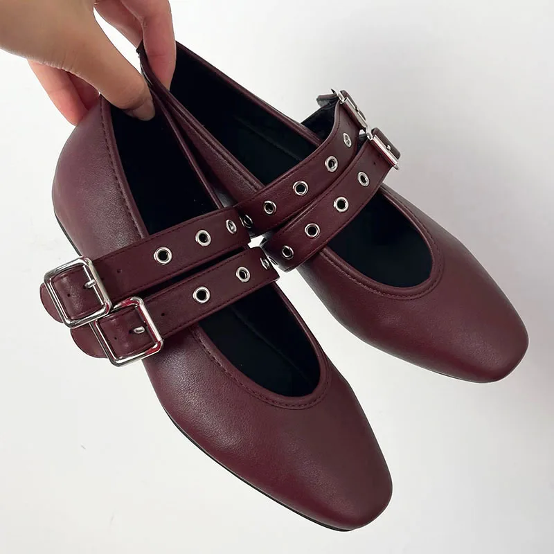 Luxury Female Soft Footwear Round Toe Ladies Flats With Shoes Shallow Fashion Buckle Strap Shoes Flats Mary Janes For Women