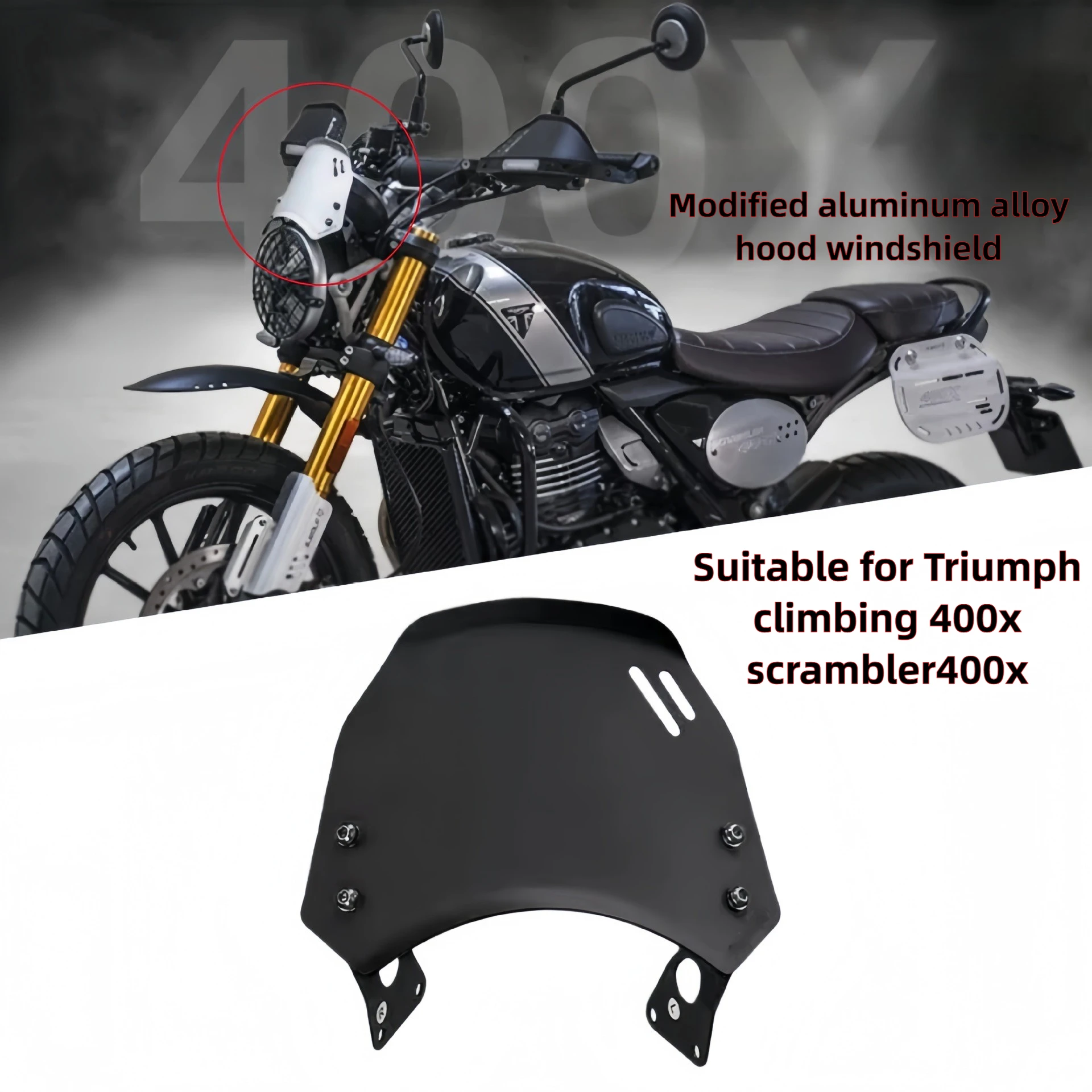 

For Triumph Climb 400X Scrambler400x Motorcycle Modified Accessories Aluminum Alloy Front Windshield Front Hood Windshield