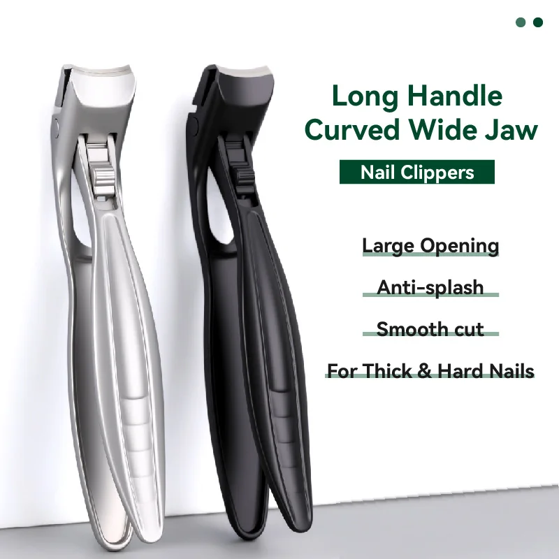 Nagelknipser mit großer Öffnung, Anti-Spritz-Schutz, gebogener Klinge aus Edelstahl, hochwertig pulvergeschmiedet, mit Verriegelungsdesign für die Maniküre