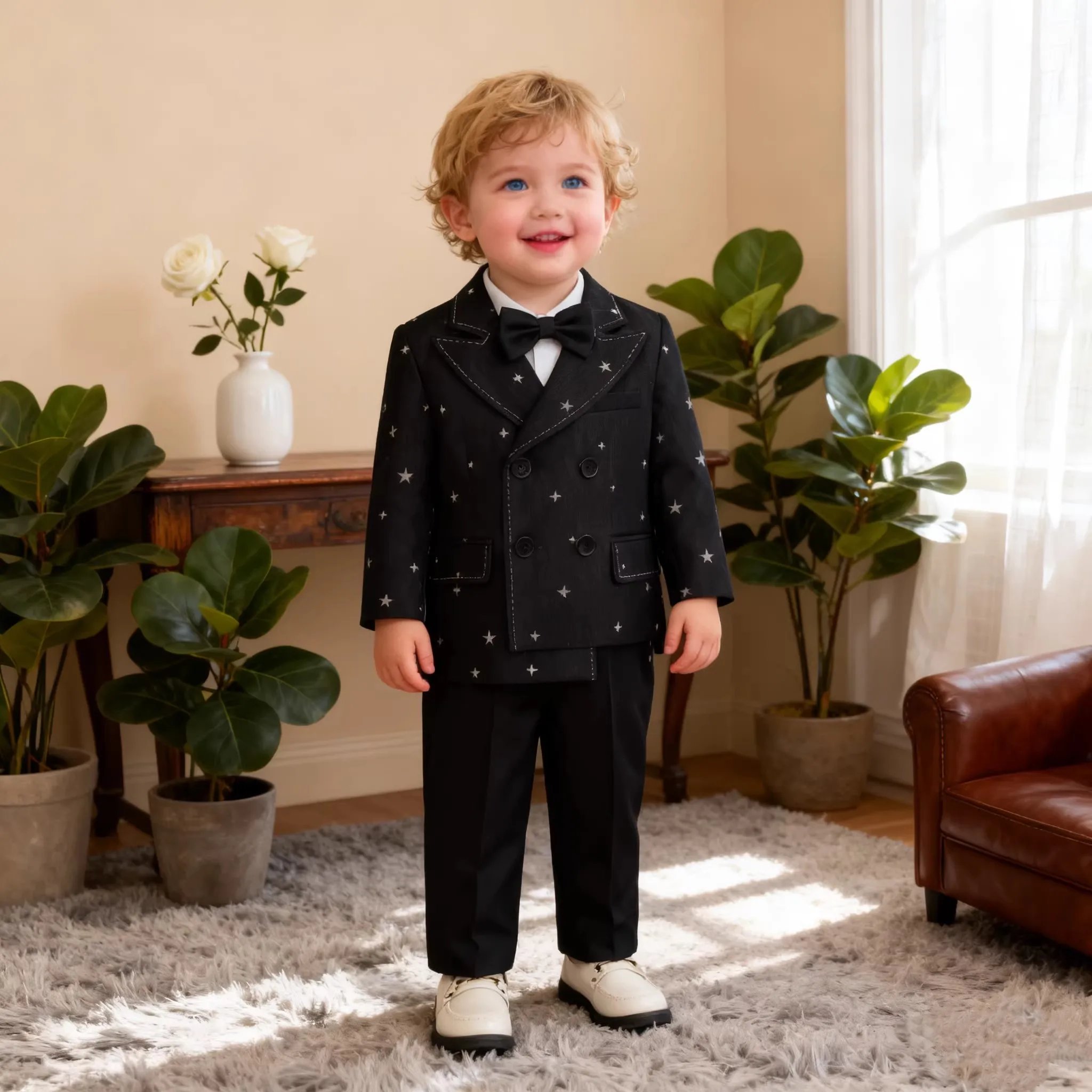 

Little Baby's Birthday Suit Set Flower Boy's Wedding Dress Kids Piano Host Speech Catwalk Performance Costume