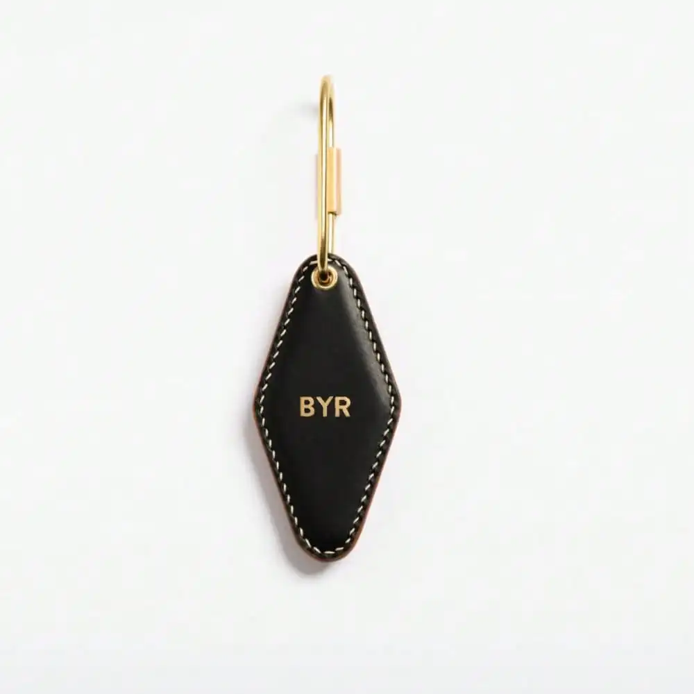 1 Stück Personalisierter PU-Leder Schlüsselanhänger mit Messing-Schlüsselring, Doppelseitiger Rhombus-Autoschlüsselring, Vatertags-Geschenk, Geschenk für Papa/Sohn – Detail 5