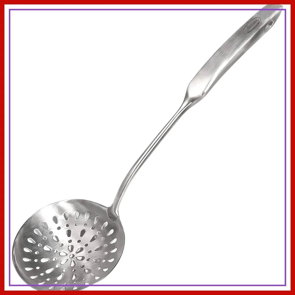 

304 Stainless Steel Slotted Spoon, Rustproof Durable Skimmer with Ergonomic Handle, 14.96 Inches