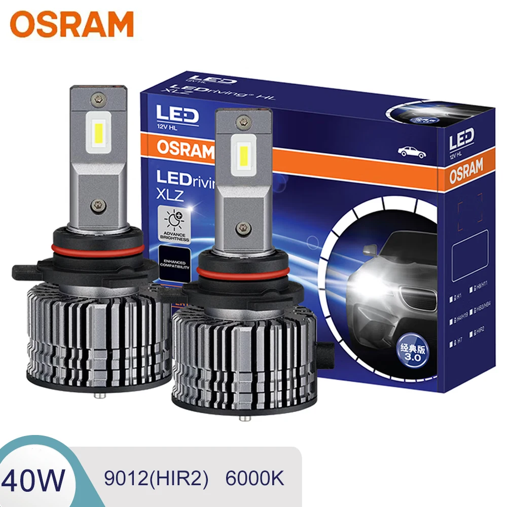 OSRAM HIR2 XLZ CLASSIC 3.0 LED 9012 Original Car Headlight 40W Bright 6000K Cool White LED Upgarde Lamps J9012CW,1 Pair
