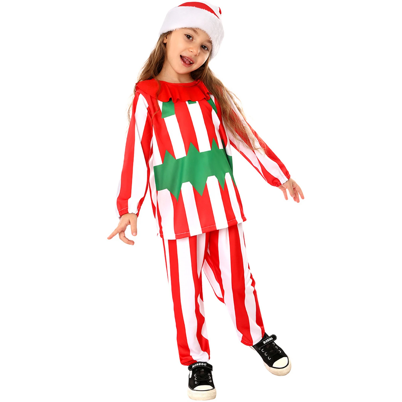 Kids Girl Christmas Stripe Christmas Snow Man Costumes Costume Cosplay per la festa di natale