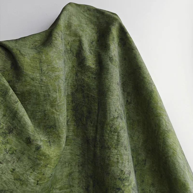 

Vintage Green Botanical Dye Fabric - Soft Lyocell Material for Spring/Summer Shirts, Dresses & Fashion Designer Textile