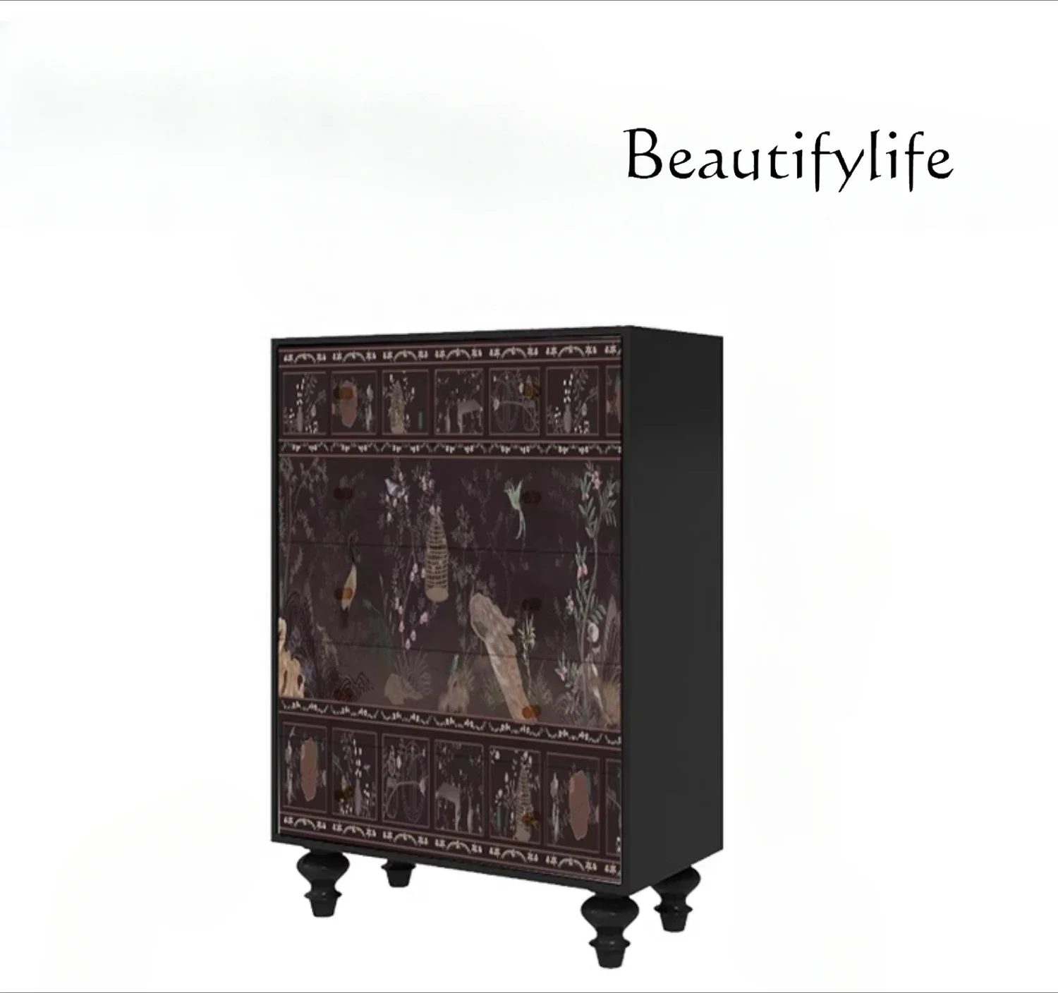 Medieval solid wood chest of drawers, living room entrance decorated against the wall, bedside retro storage locker