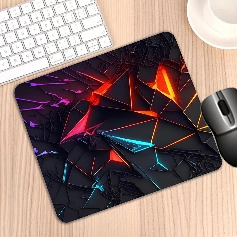 1pc 3D Embossed Geometric Pattern Non-Slip Mouse Pad - Square Rubber Base ,Portable Desk Mat for Keyboard & Computer Accessories
