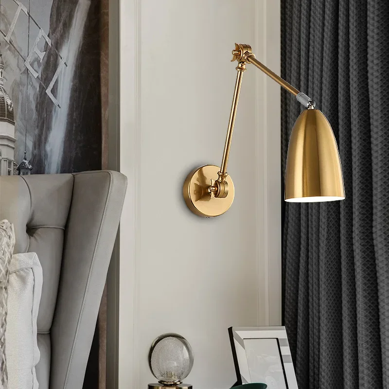 SANDYHA Bedroom Bedside LED Wall Lamps Modern Simple Telescopic 108 °  Rocker Arm Long Pole Study Reading Decor Lighting Fixture