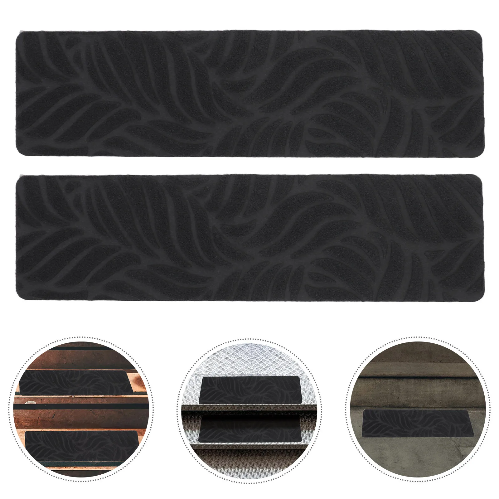 

2Pcs Non-Slip Stair Treads Indoor Peel Stick Embossed Carpet Mats Covers for Wooden Stairs Elders Dogs