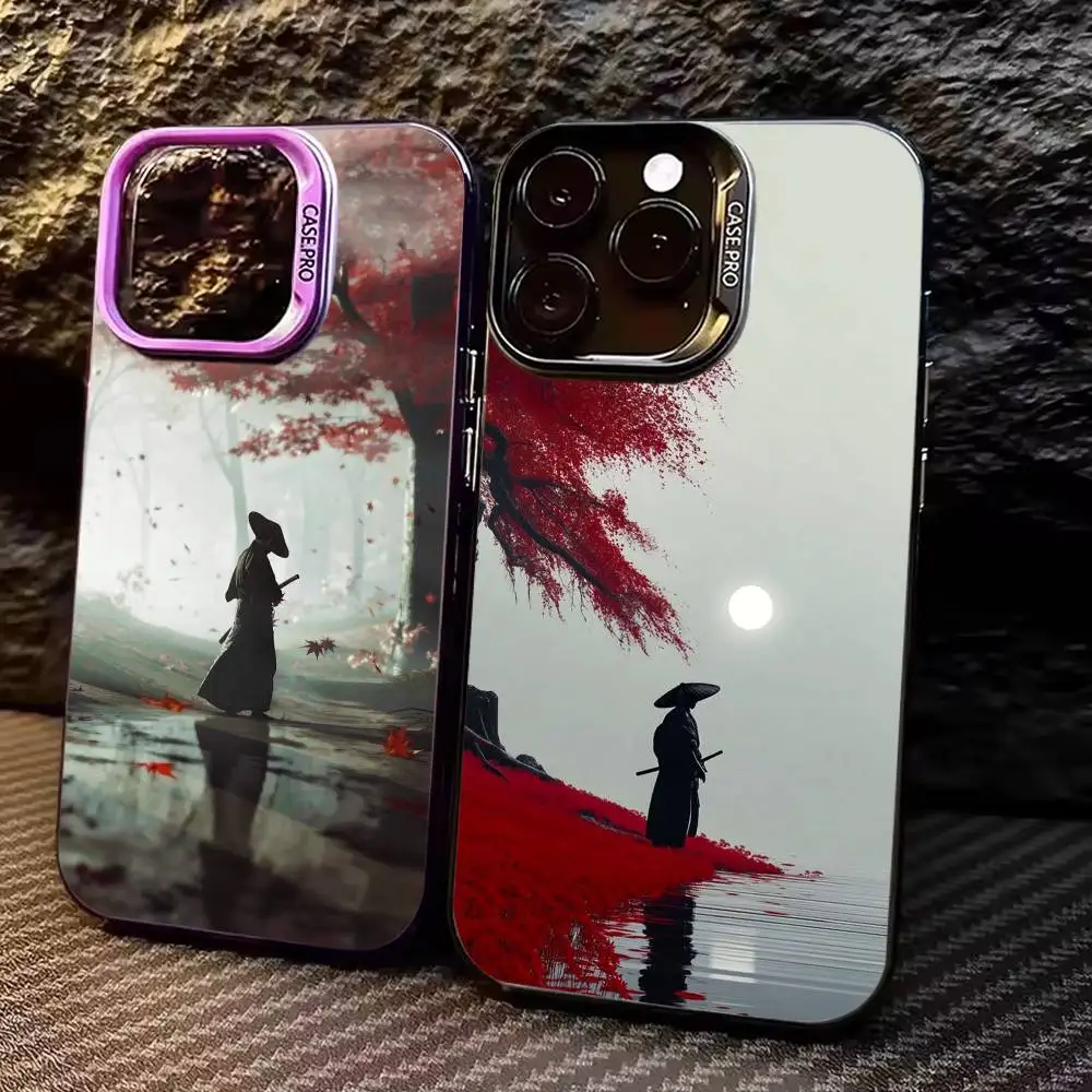 

Japanese B-Bushido S-Samurai Japan Colorful Silver Back Phone Case For IPhone 17 16 15 14 13 12 11 Plus Pro Max Plus