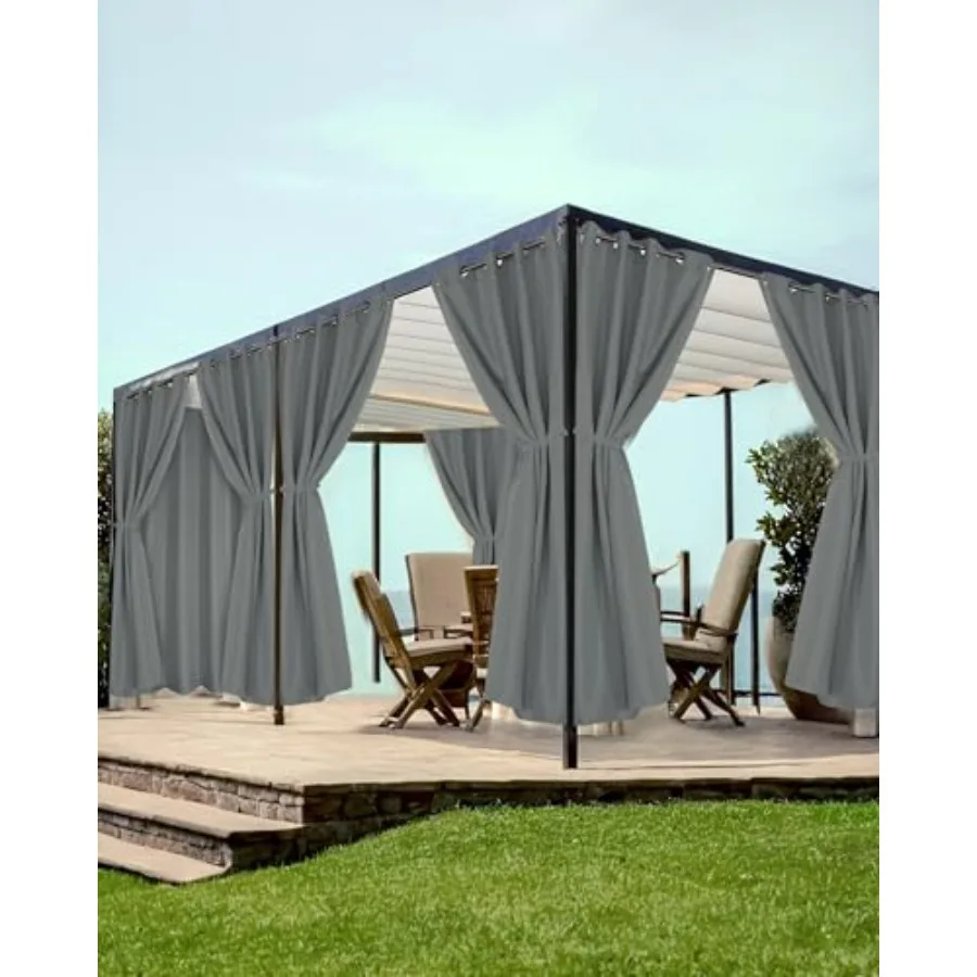 

Outdoor patio curtains for balcony, gazebo, pergola, porchwaterproof polyester fabric, beige color, UV-resistant and fade-proof