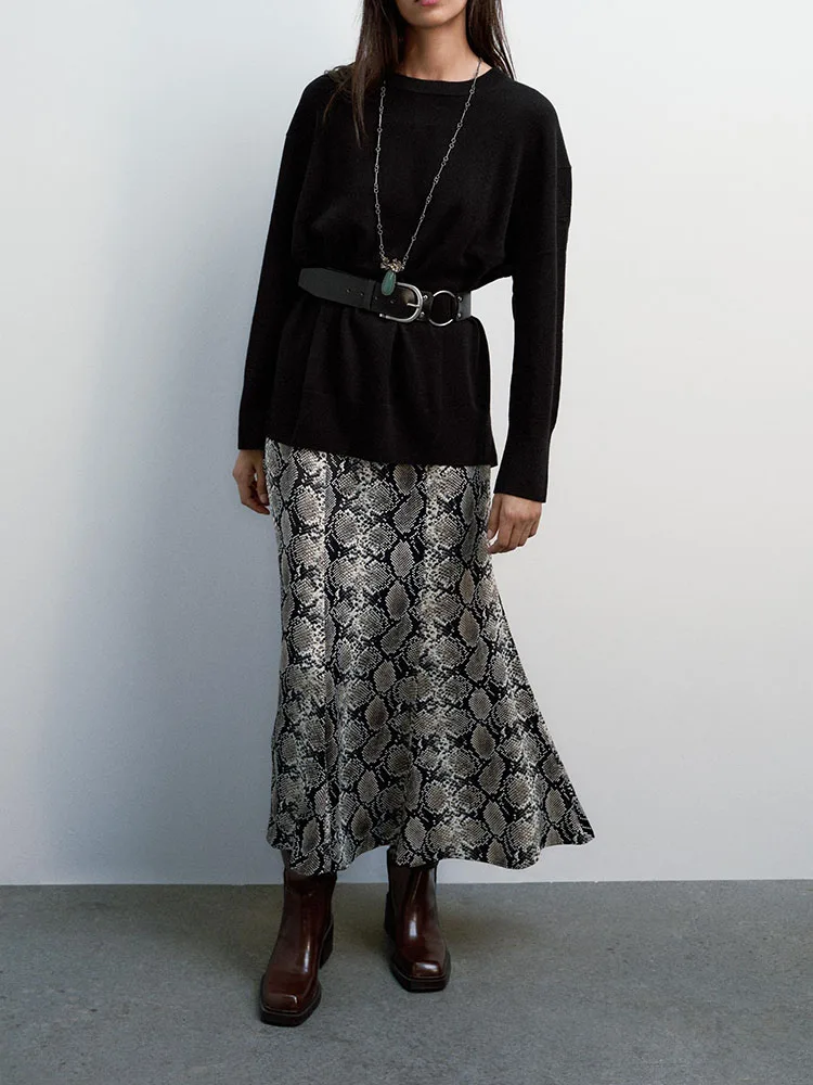 

Осень 2023, Новое поступление, женская модная шелковая атласная юбка-миди с животным принтом, модный этнический сценический костюм 5029202 038