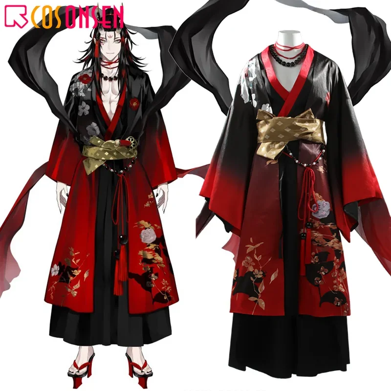 Vtuber Nijisanji Cosplay Luxiem Vox Akuma Kimono Cosplay Costume New Clothes  Halloween Carnival Party Role Play Outfit