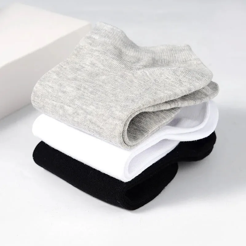 5 Pairs/Lot Low Cut Men Socks Solid Color  White Gray Black Breathable Cotton Sports Socks Male Short Socks Women Men