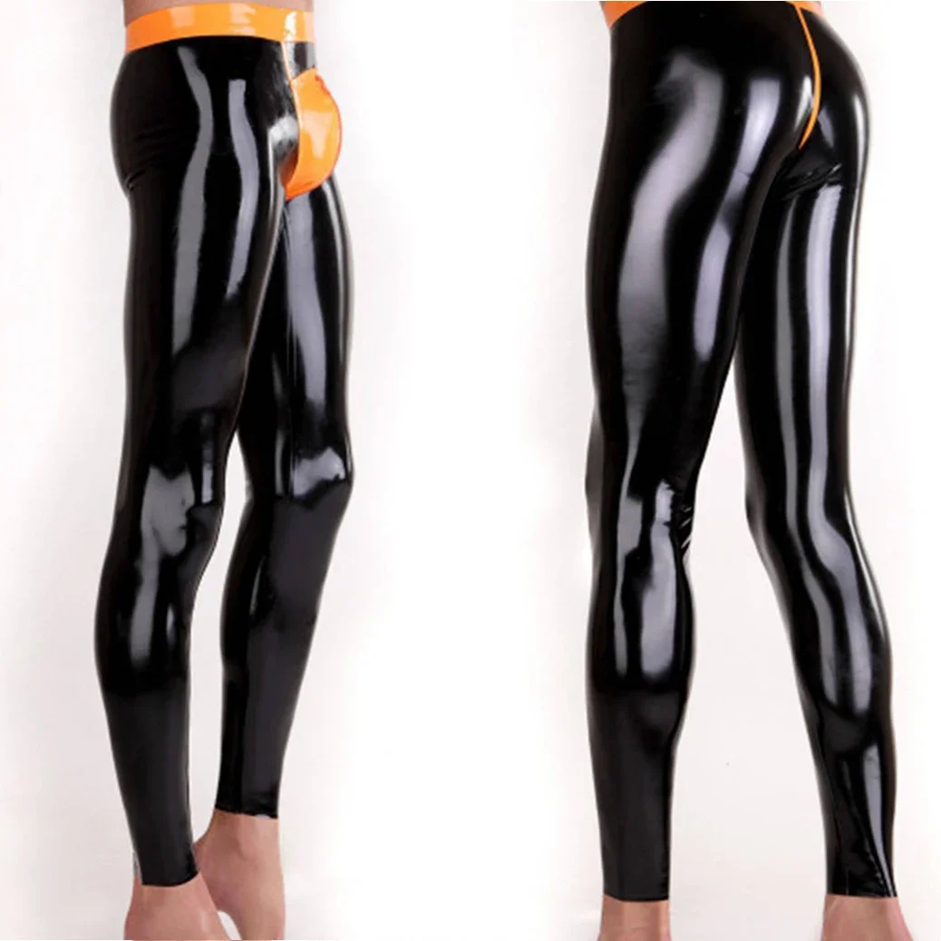 

latex leggings men sexy Latex Leggings with Codpiece Sexy Underwear Trousers Bugle Pouch Leggings Pants Pajama