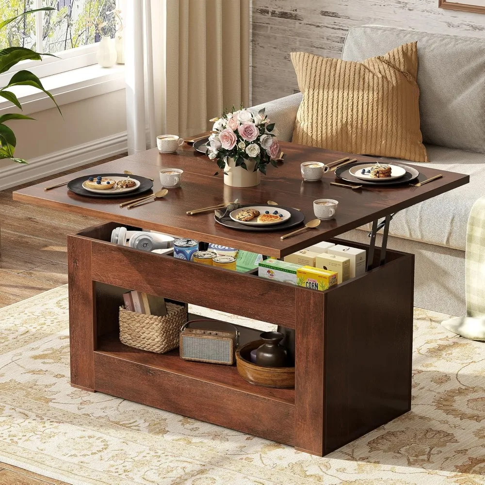 

40" Lift Top Coffee Table, 4 in 1 Multi-Function Lift Coffee Tables with Storage and Hidden Compartment,Convertible Coffee Table