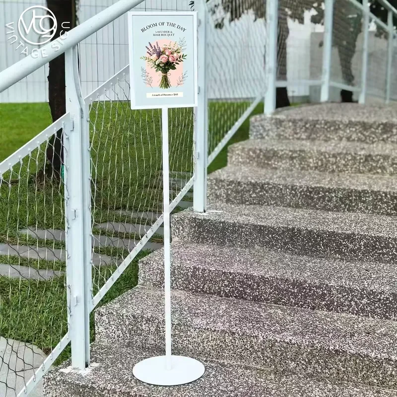 Adjustable Height Poster Stand with Heavy Duty Round Base for Outdoor Events Mall Exhibition Signage Display Portable Floor