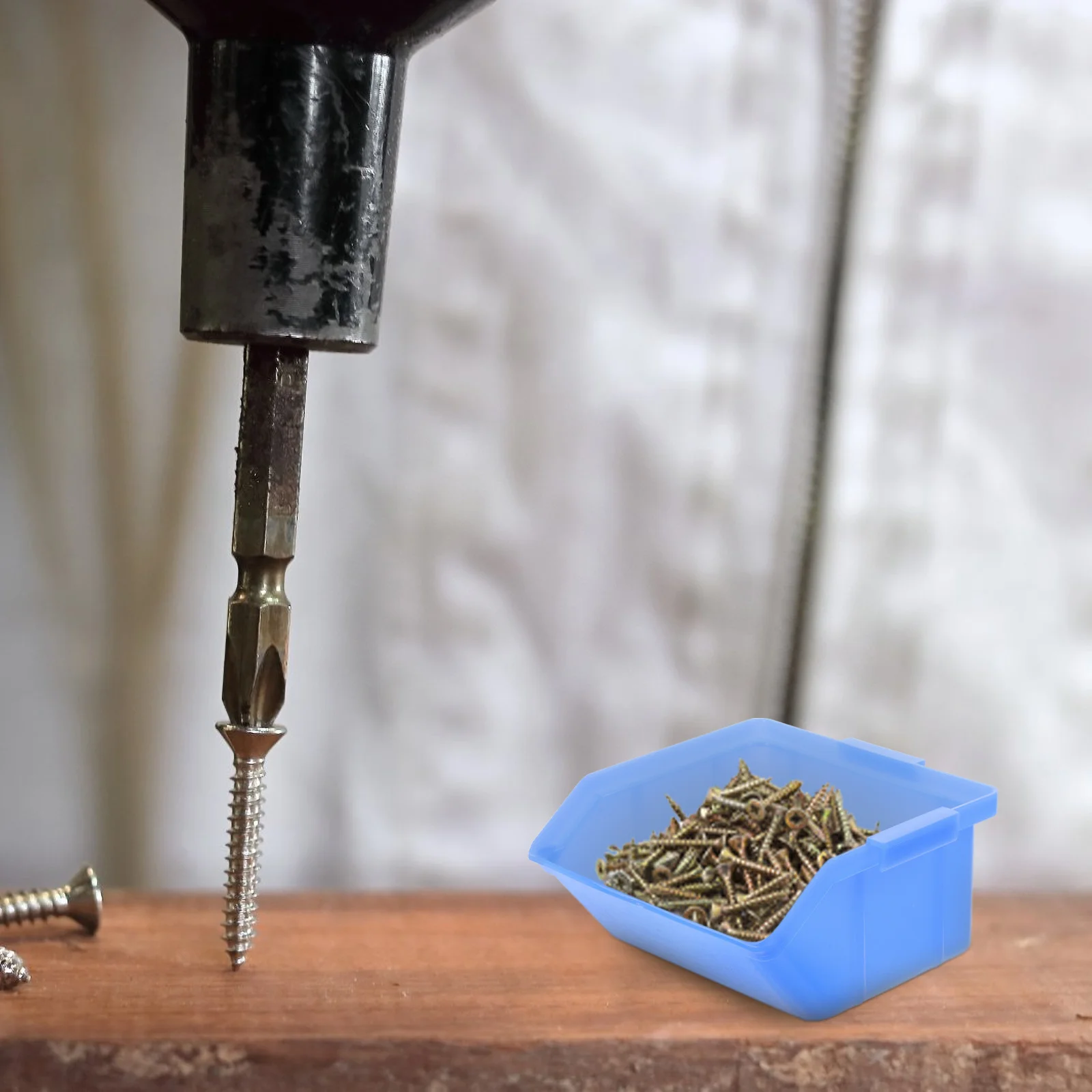 Plastic Storage Box 6pcs Stackable Organizer for Office Home Supplies Shelf Container