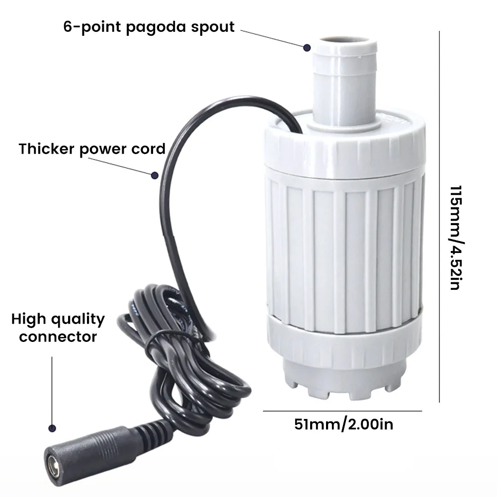 Bomba de agua sumergible sin escobillas, dispositivo de alta presión izquierda de 30m, 3/H, flujo grande, funcionamiento silencioso, CC de 12V, 2,5 m/5m
