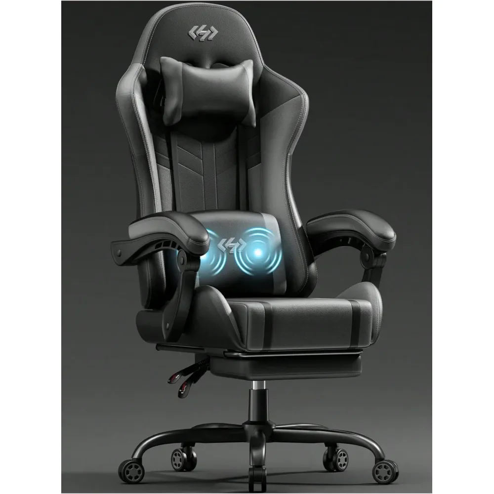 Cadeira de jogos com almofada de molas ensacadas, cadeira para videogame, cadeira para computador, cadeiras ergonômicas para adultos com apoio de cabeça e