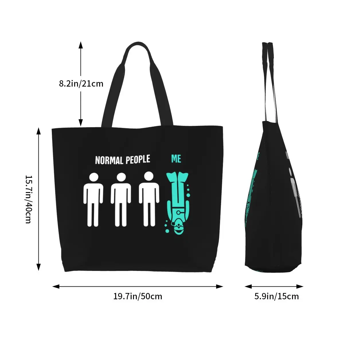 Funny Scuba Diving Canvas Shopper Shoulder Bag, Bolsas de grande capacidade, Pessoas normais Me Mercearias Tote Sacos de compras para mulheres, engraçado