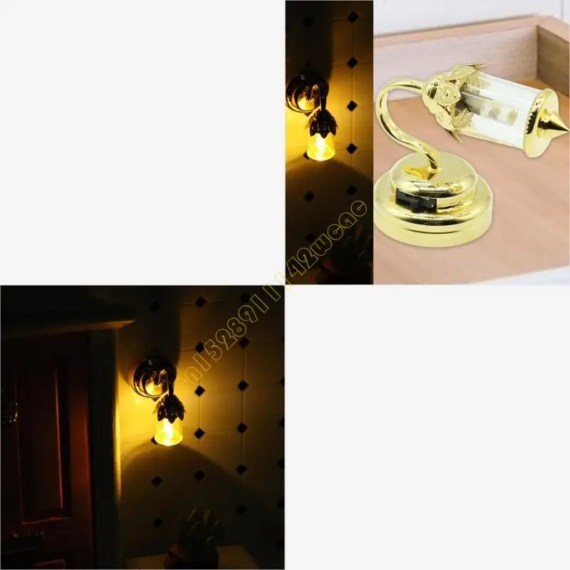 

Realistic Sconce Furniture Model for Dollhouses Bedroom Wall Lamp Photo Props DXAD