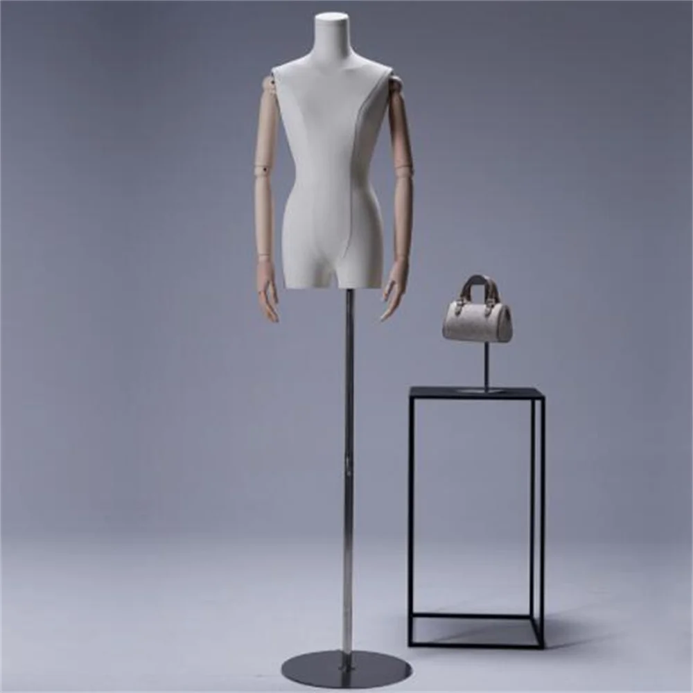 1pc Wooden Hand Cloth Mannequin for Female Dress Form, Clavicular Jewelry, Flexible Women, Adjustable Rack C045