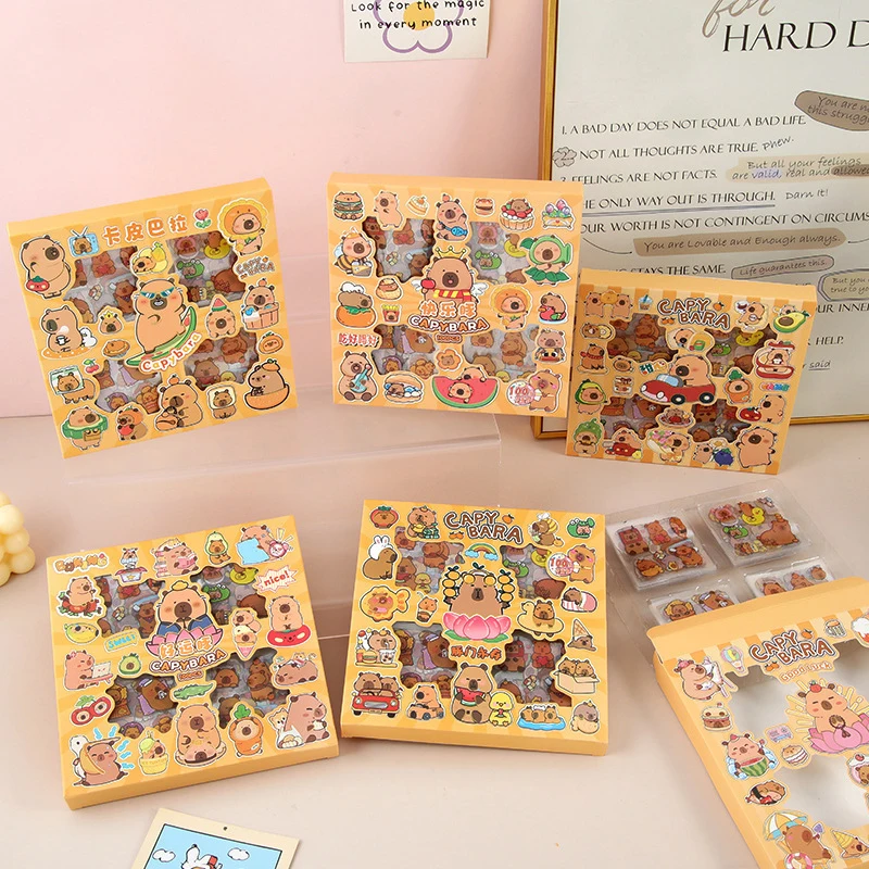 

100 листов кавайные наклейки с капибарой, водонепроницаемые наклейки, наклейки с милыми животными из мультфильмов, креативная наклейка на чемодан, детские игрушки, подарки