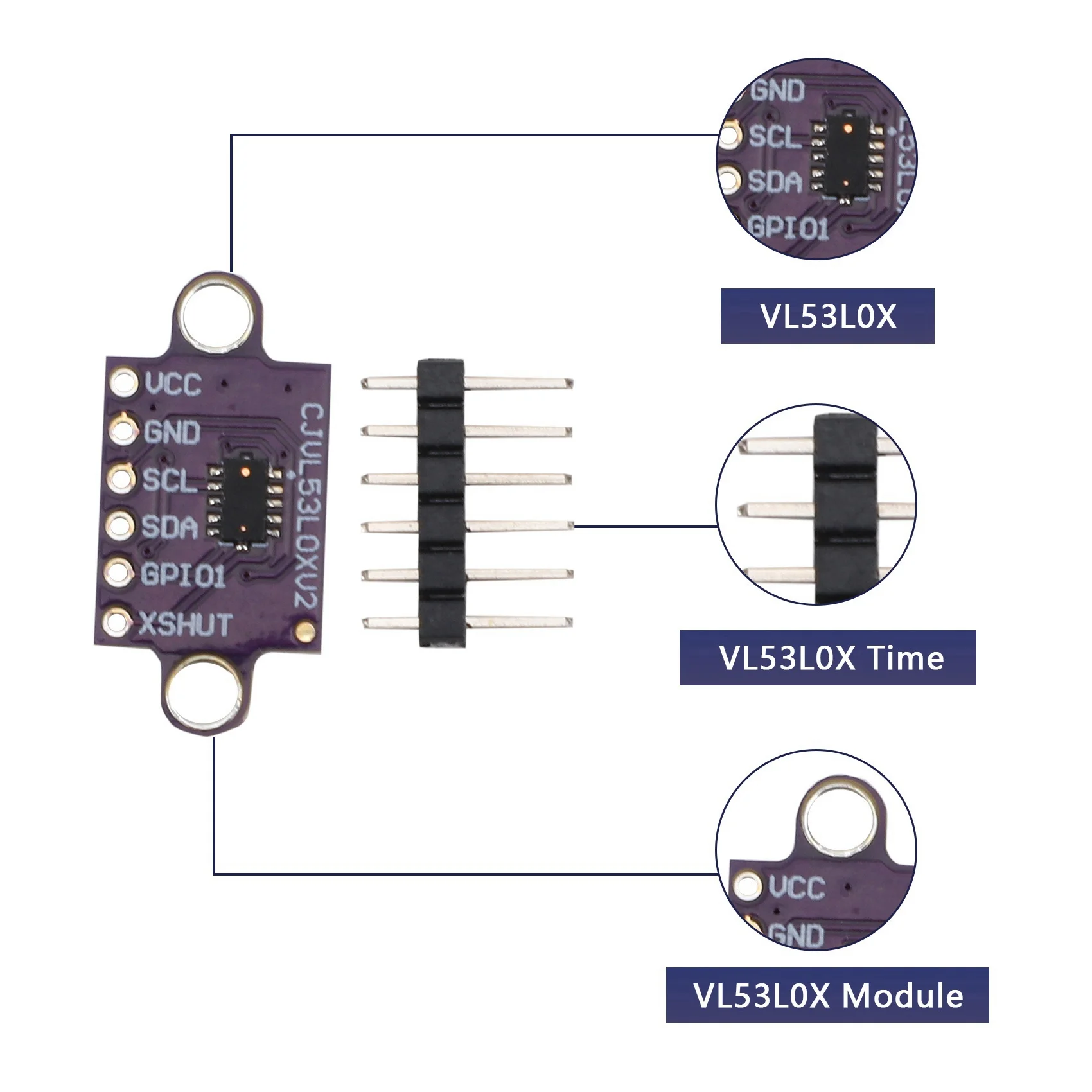 VL53L0X время полета (ToF) датчик дальности разрыва нм фоторасстояние модуль I2C IIC