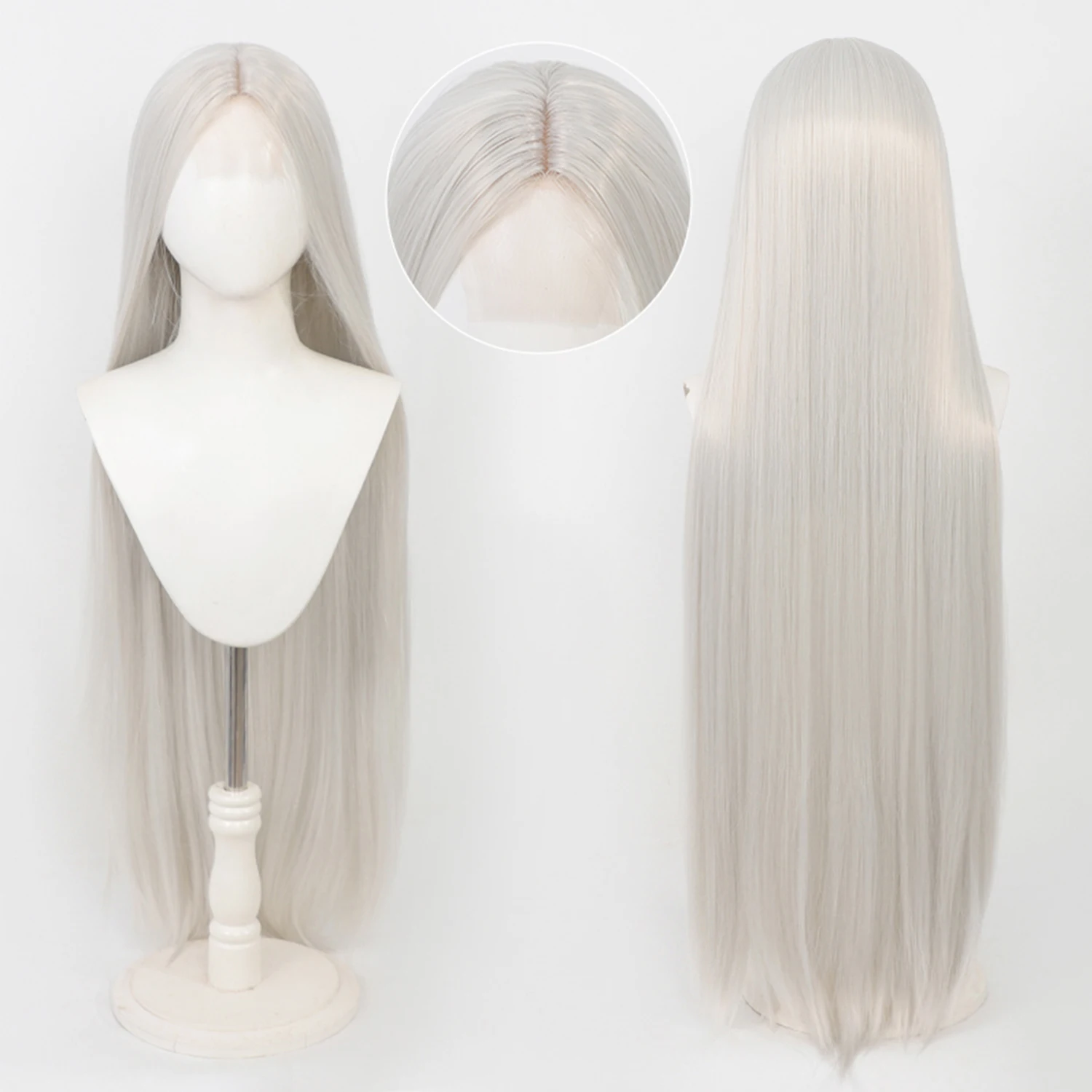 

40-дюймовый длинный прямой универсальный парик с кружевной передней частью, сшитый вручную, из синтетических волос, для косплея и повседневного использования, для женщин