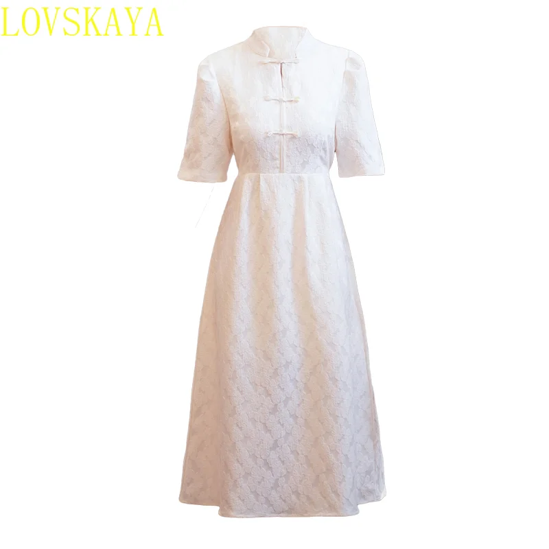 Summer New Chinese Traditional Retro Button Improved Edition Cotton Slim Fit Short sleeved Robe Chinese Style Fantastic Dress