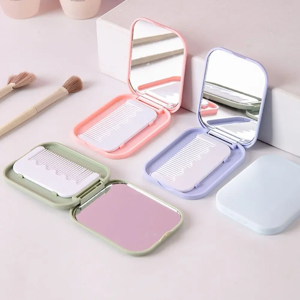 Folding Small Mirror Personalised Portable Fashion Folding comb Square Multifunction Makeup Mirror Girl