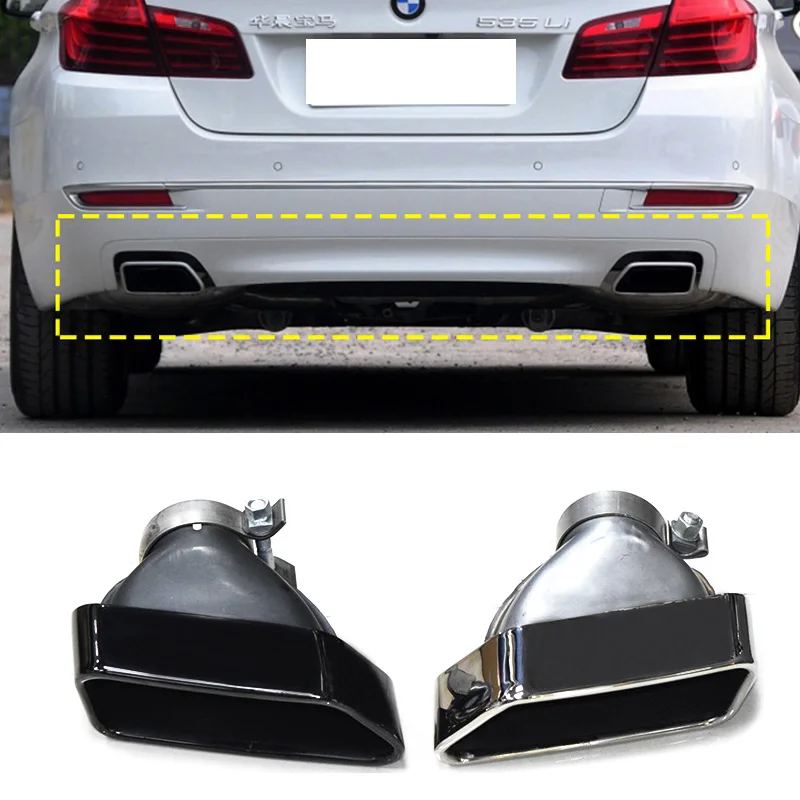 Für 2011–2016 BMW 5er F10 F11 535i Auspuffrohr bis zu 550i Look, quadratische schwarze Schalldämpfer-Düsenspitze