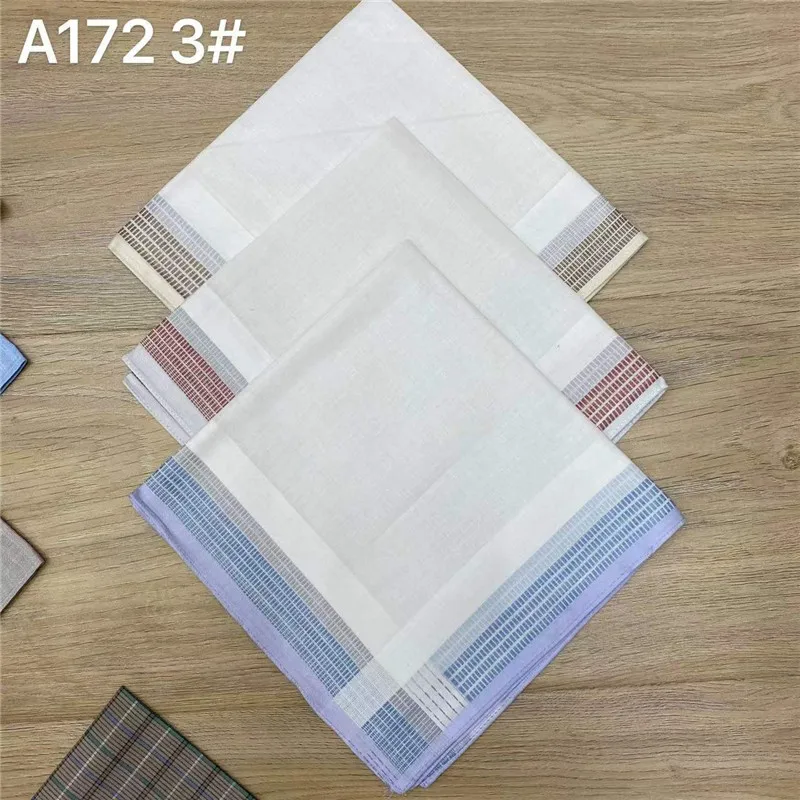 3Pcs 40x40cm Plaid Stripe Men Suit Pocket Handkerchiefs Classic Cotton Square Sweat Absorbing Towels Wedding Party Gift