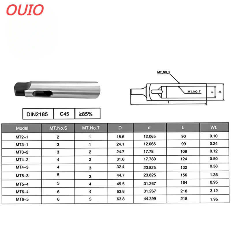 OUIO Broca Manga Arbor, Adaptador Taper Morse, Reduzindo Haste Ferramenta Titular, MT1, MT2, MT3, MT4, MT5