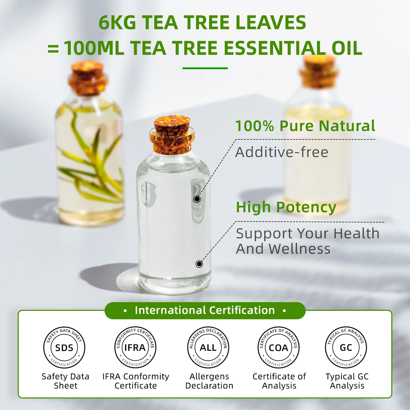 HIQILI 500ML Tea Tree Essential Oil, Pure Tea Tree Orange Rose Vanilla Oil for Hair Care Aomatherapy Diffuser Humidifier Massage