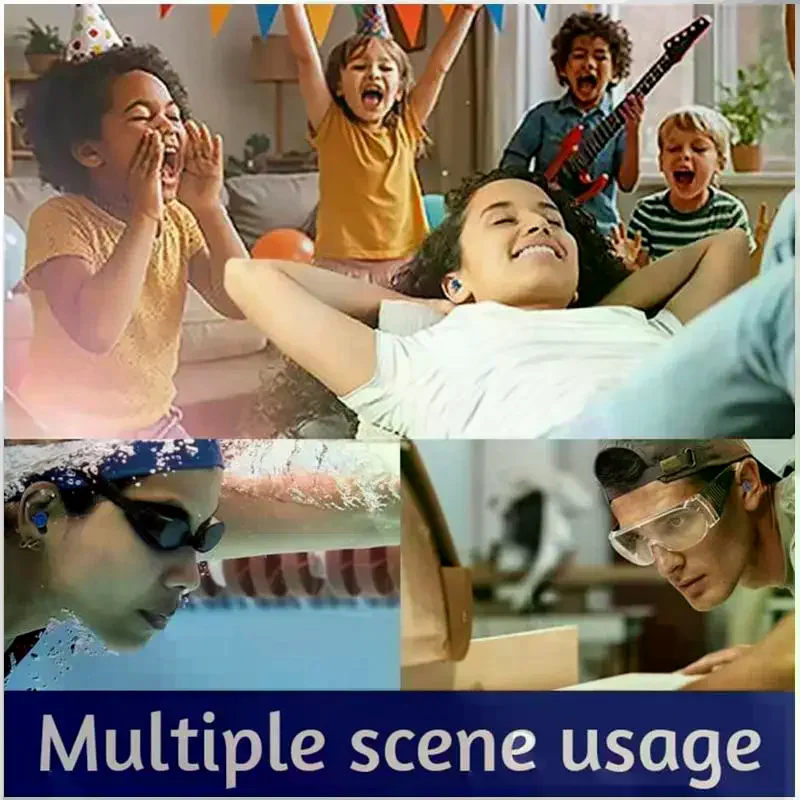 1Pair Inflatable Ear Plugs Reusable Noise-Reducing Earplugs For Sleep Swimming Travel Waterproof Silicone Sound Blocking Earplug