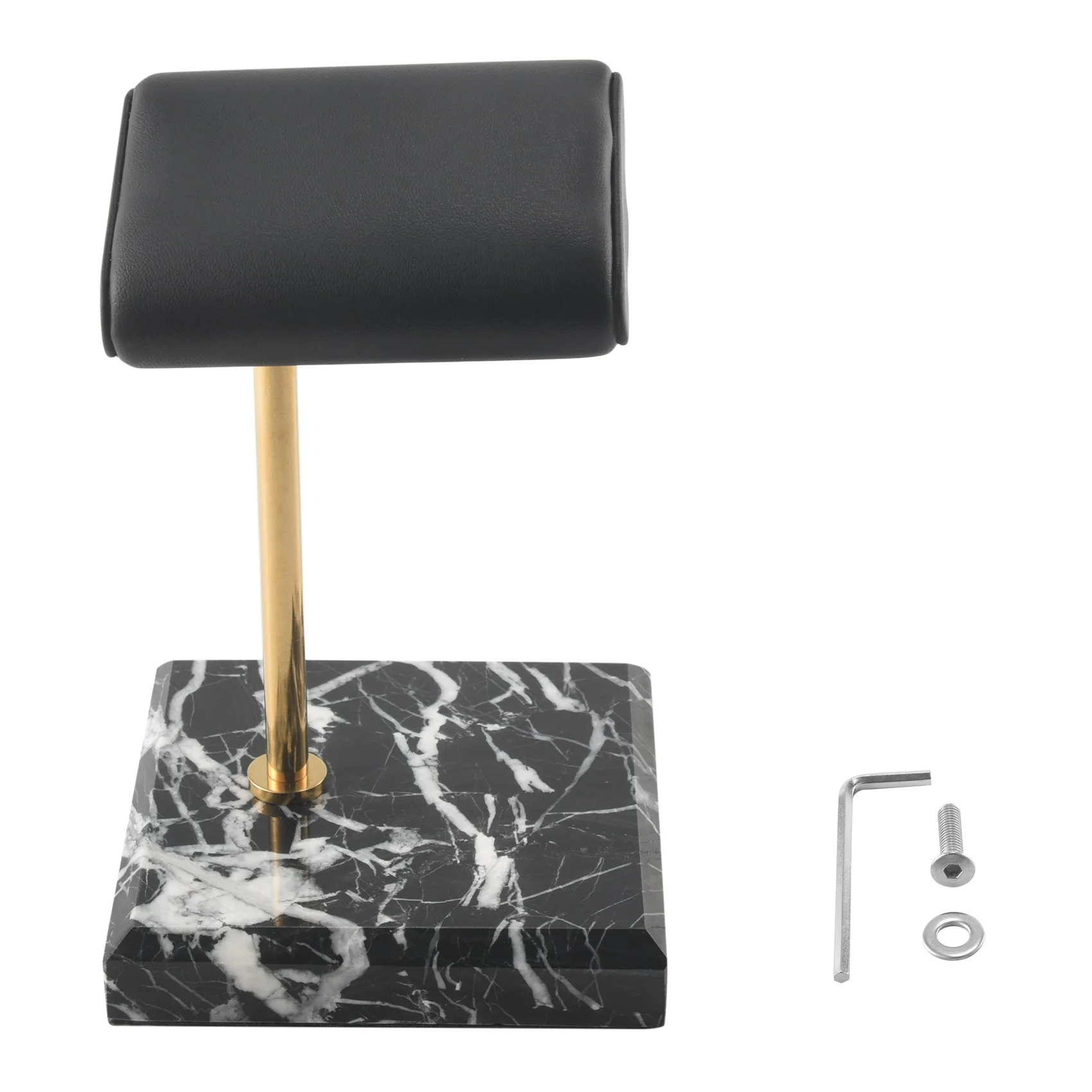 Relógio e Pulseira Display Stand, Couro PU Preto, Colocação De Jóias, Suporte De Relógio De Mármore, Pulseira e Pulseira