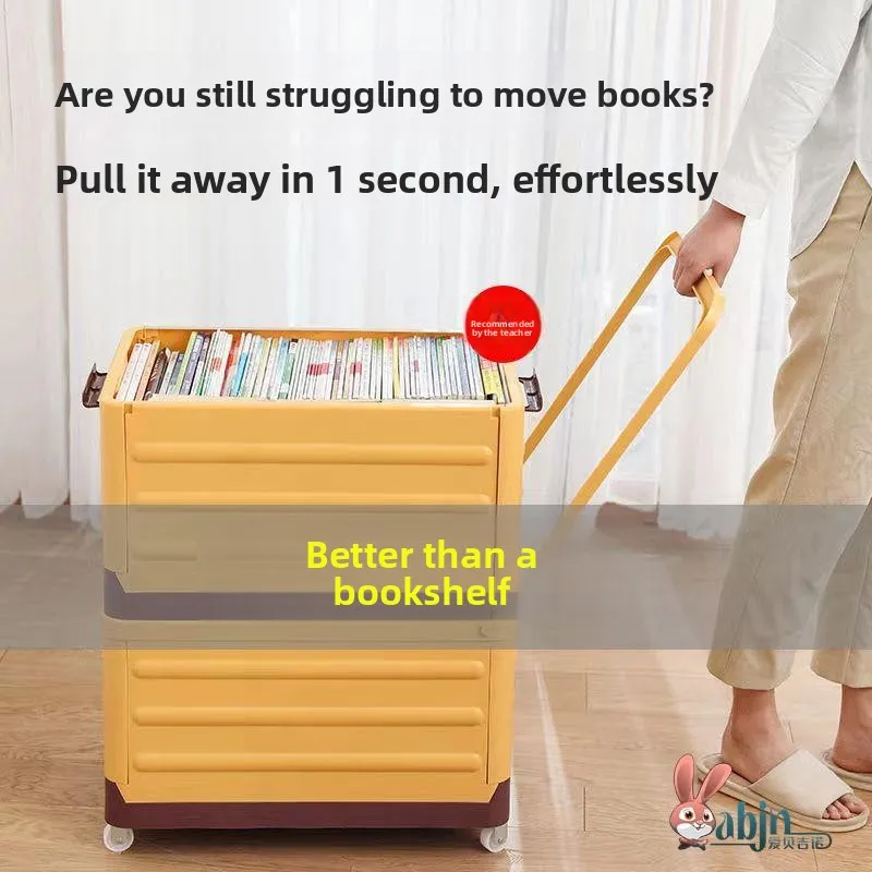 

Rolling Book Cart Storage Box with Wheels Staable Classroom High School Student Book Organization Storage Box ABENUOR