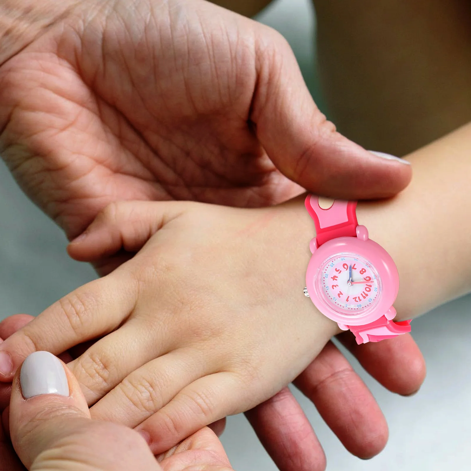 Silicone Watch Heart Design Adjustable Lightweight Portable Cartoon Wristwatch Birthday Gift Fashionable