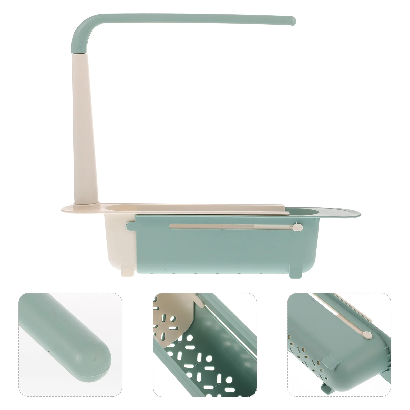 

1Pcs Adjustable Sink Storage Shelf Retractable Plastic Draining Rack Large Capacity No Punch Sink Stand Plastic Drain Rack