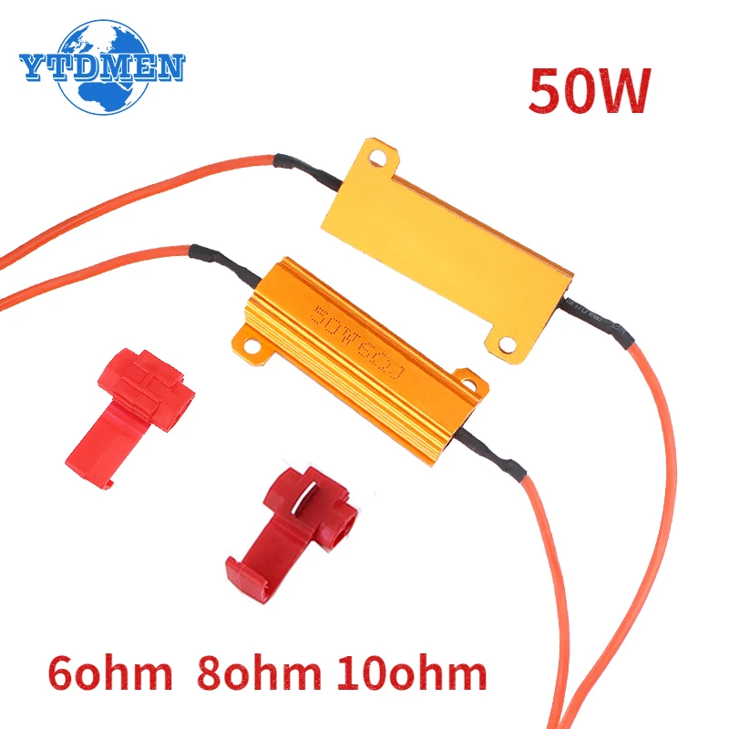 2 Set 50W LED resistor Aluminum Power Metal Shell Resistors 6ohm 8ohm 10ohm LED Decoder Car Load Resistor