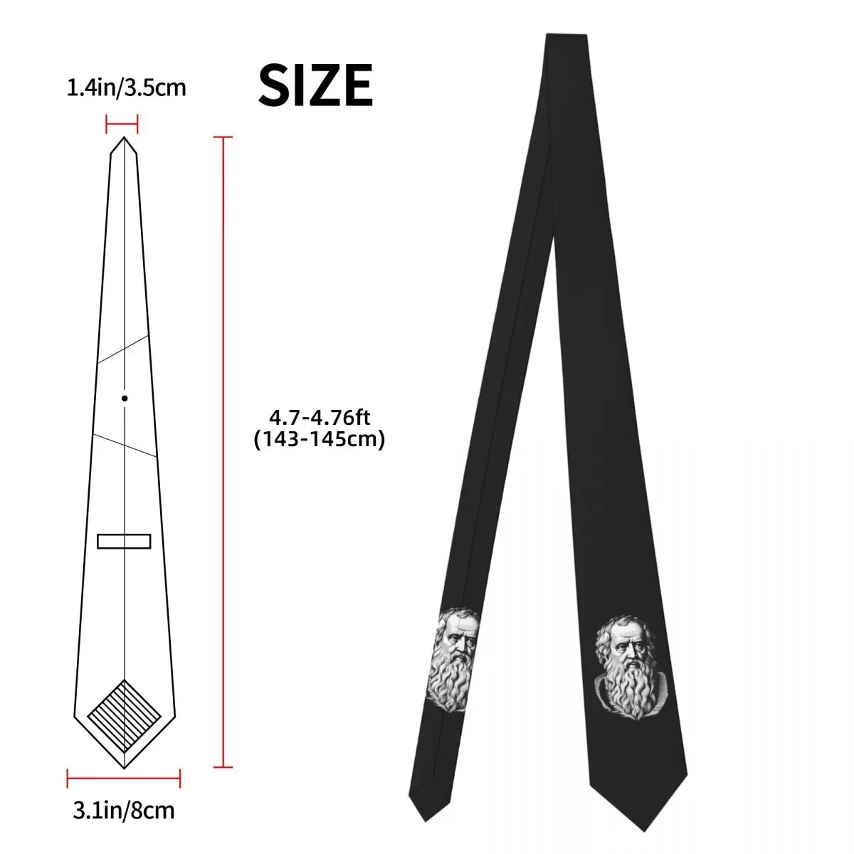 Plato Filosofo greco e matematico Cravatta per uomo Cravatte sottili in poliestere di seta Cravatta da lavoro per matrimonio Casual Gravatas