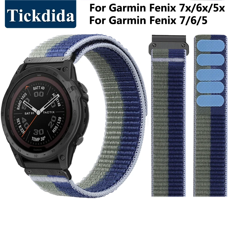 

Ремешок нейлоновый для Garmin Fenix 7X 6X 5X Тактический 7 Pro, браслет для спорта Garmin Fenix 7 6 5, 22/26 мм