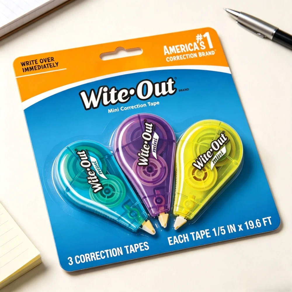 3 Count Mini White Out Correction Tape, Instant Write Over Portable Correction Roller, Back to School Must Have Stationery for Daily Office & Study Use