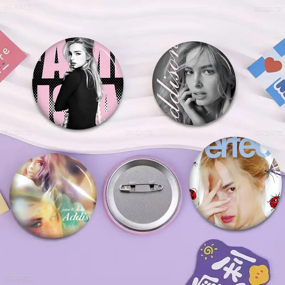 Singer Addison Rae 32/44/58mm Round Cartoon Brooches Handmade Pins for Backpack Jewelry Accessories Gifts Creative Badge